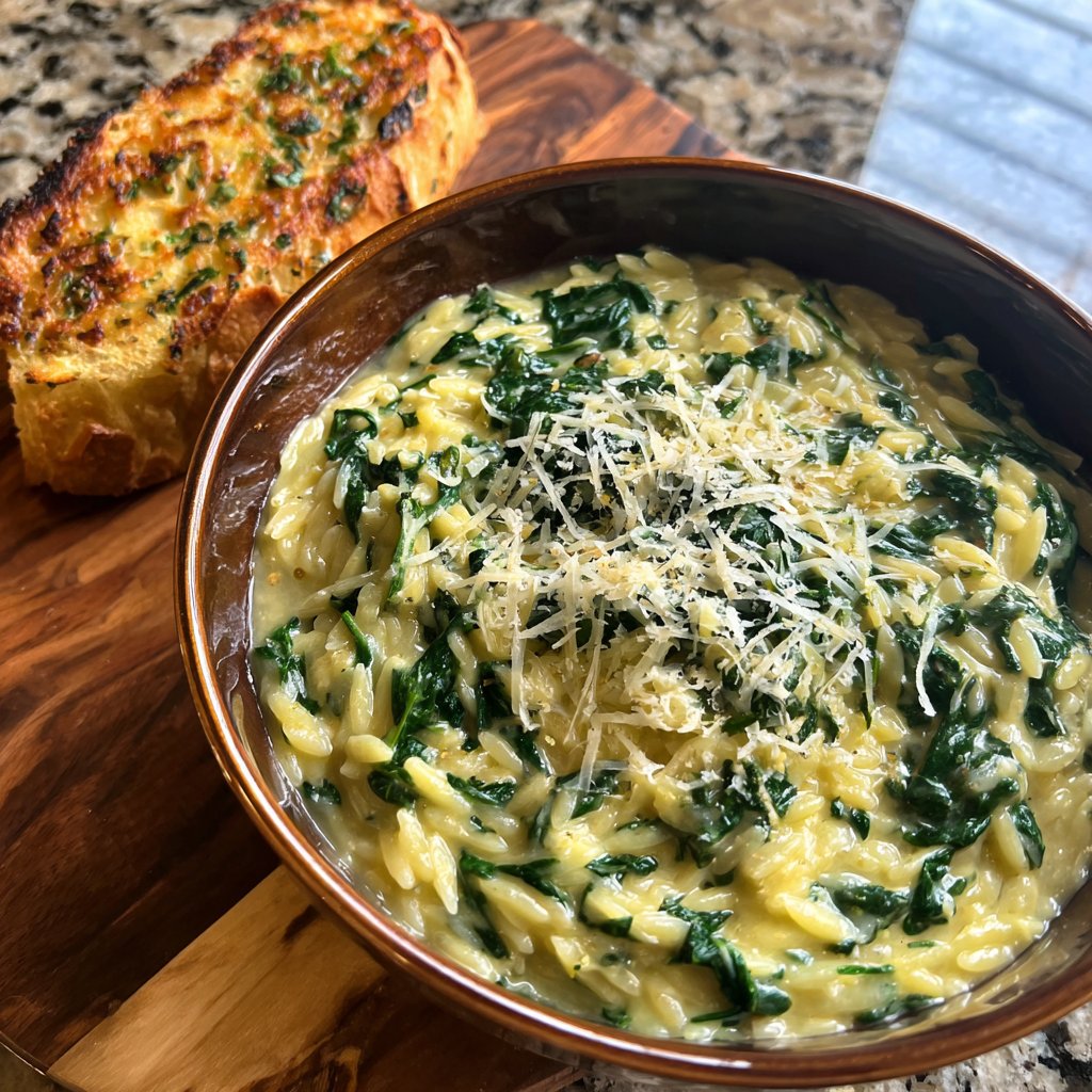 Creamy Spinach Parmesan Orzo