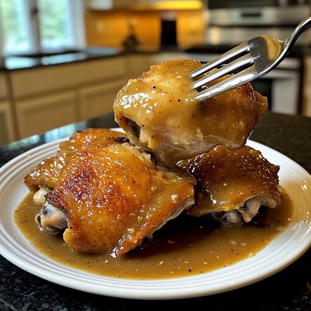 Simple Slow Cooker Chicken Thighs with Gravy