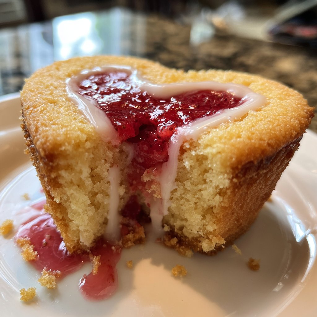 Mini Heart Cake with Strawberry Filling