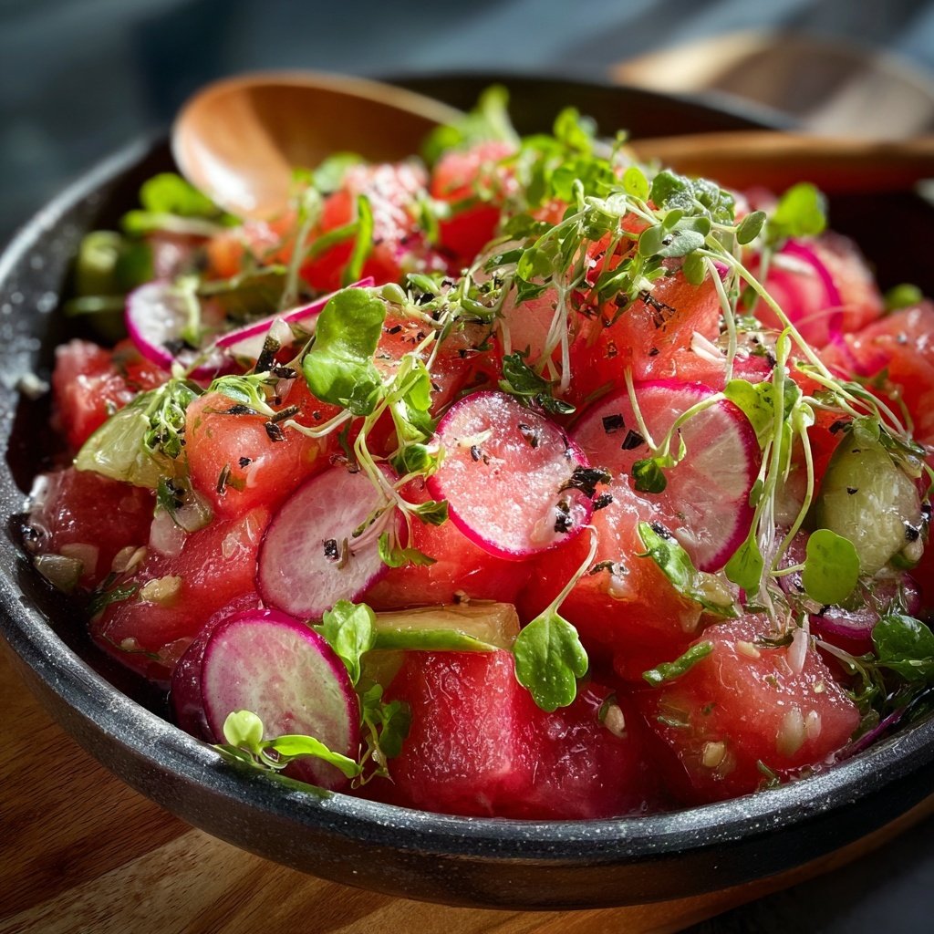 Watermelon Radish Salad with Honey Vinaigrette