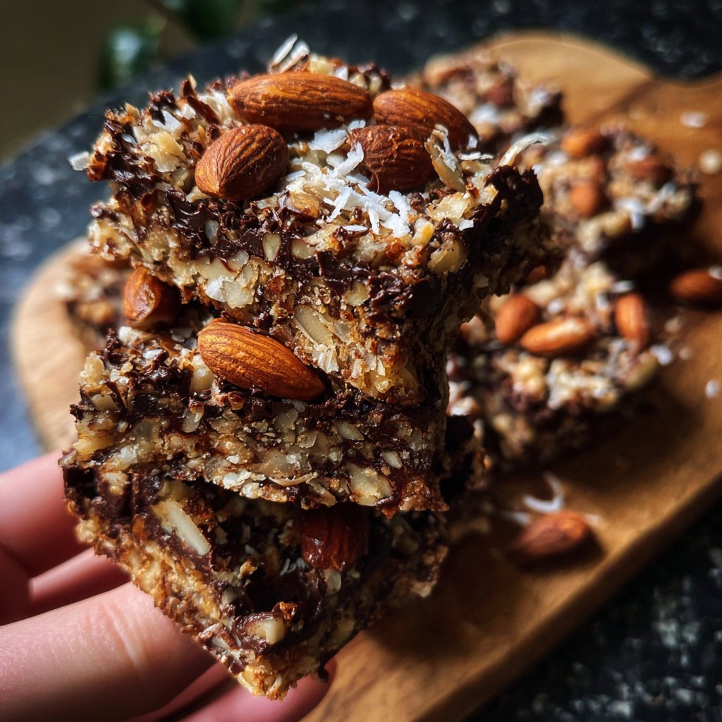 Chocolate Almond Coconut Snack Squares