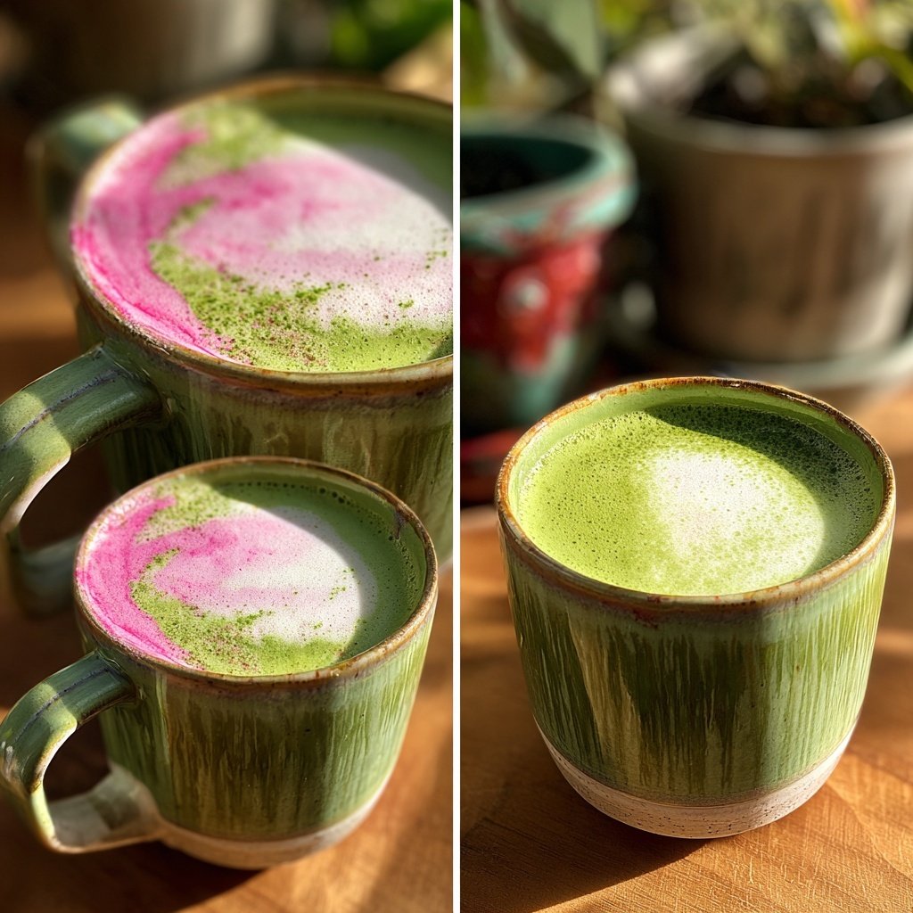 Hot Strawberry Matcha Latte With Foam