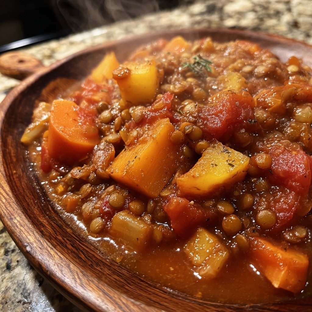 Healthy Crockpot Tomato Lentil Stew