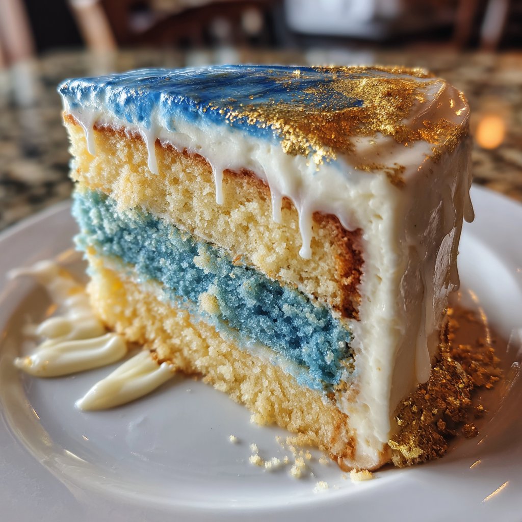 Pisces Cake Blue And Gold Theme