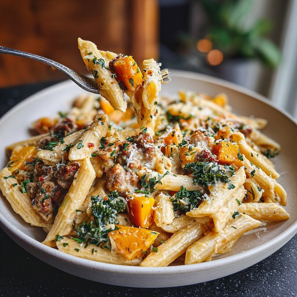 Delicious Autumn Sausage Pasta Squash - Easy to Cook! 🍁🍝