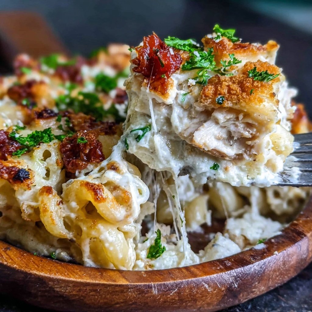 Creamy Garlic Chicken Pasta Bake