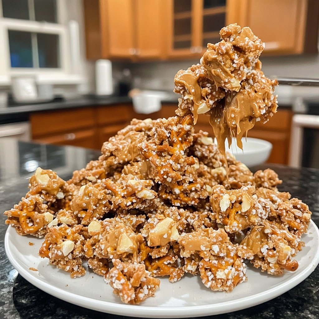 No-Bake Peanut Butter Pretzel Clusters