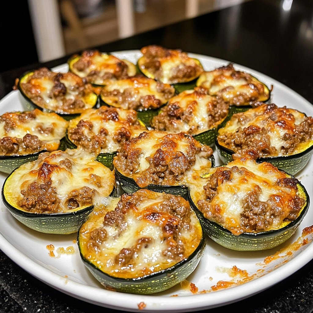 Ground Beef Stuffed Zucchini