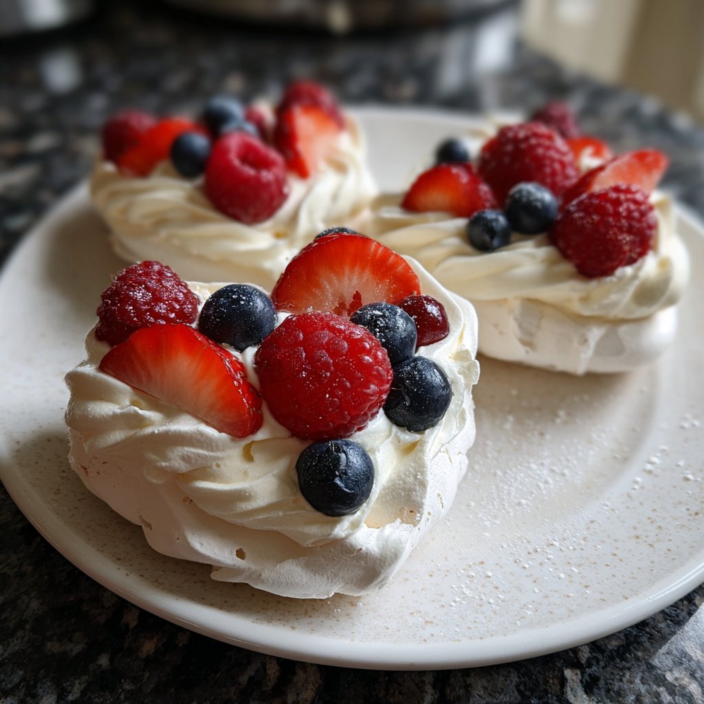 Mini Pavlova Hearts with Cream