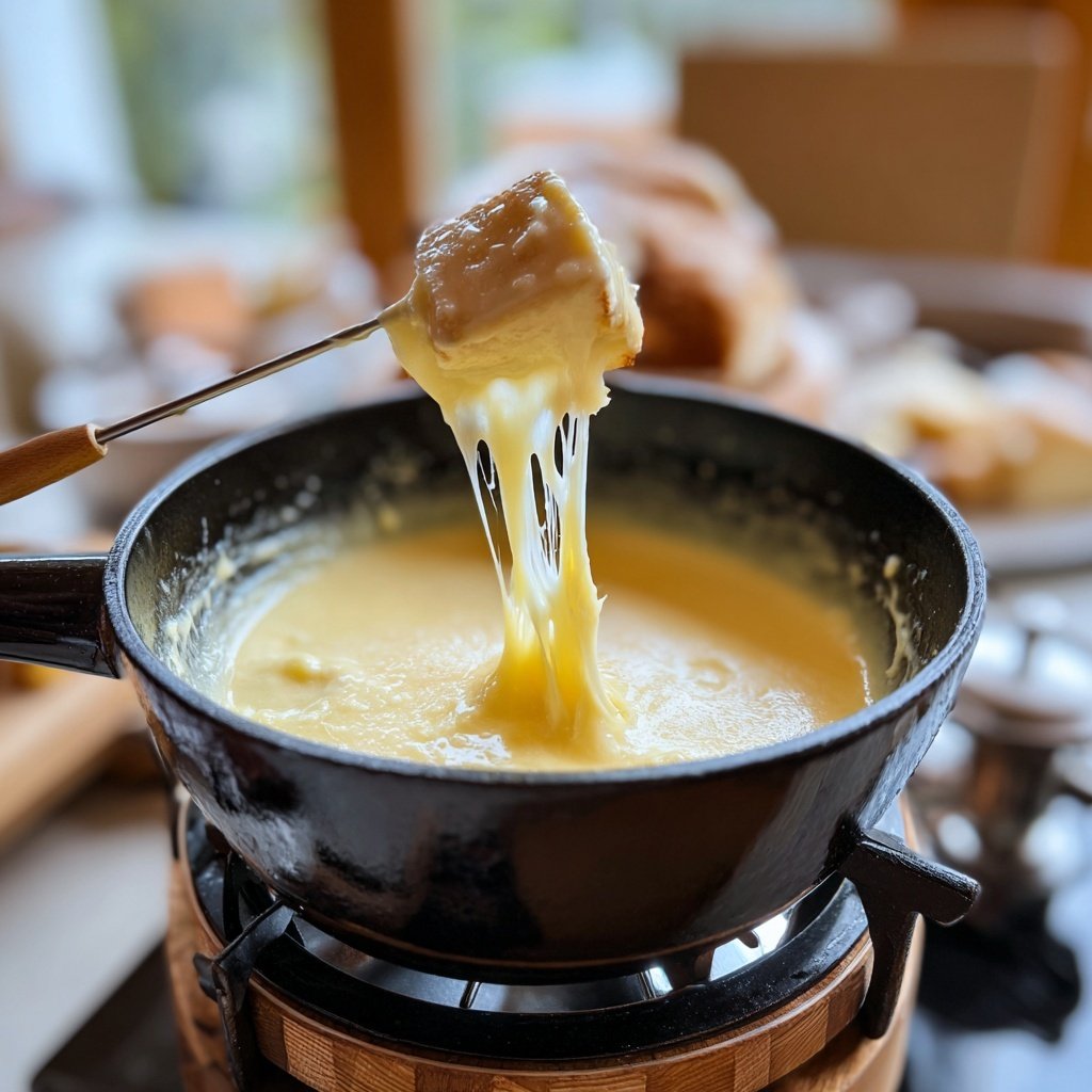 Fondue with Swiss Cheese and Garlic